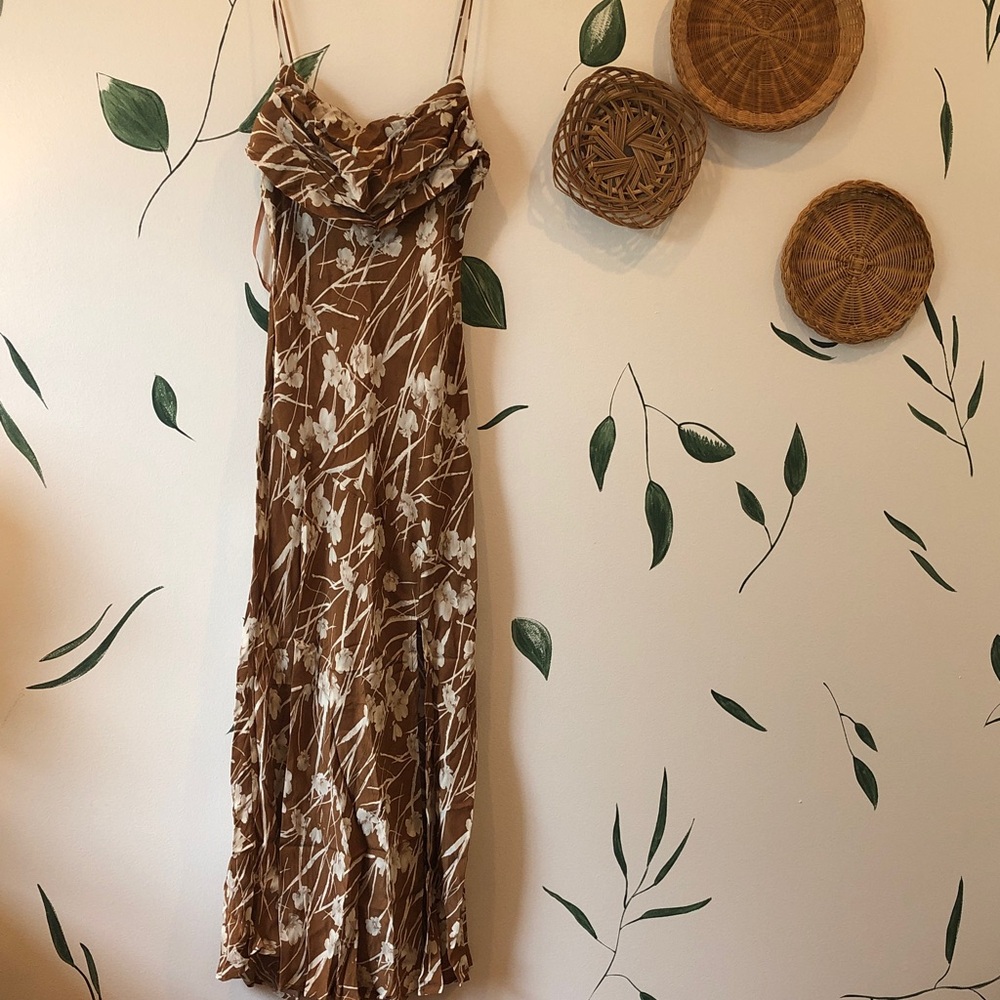Chic Brown Floral Maxi Dress